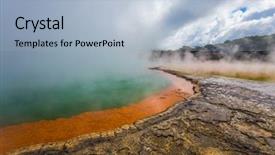  Presentation with evaporation - Presentation theme featuring magic country of hot water background and a light blue colored foreground