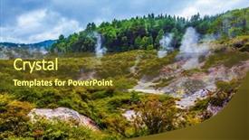  Presentation with hot springs - Beautiful PPT theme featuring magic country of hot waters backdrop and a tawny brown colored foreground