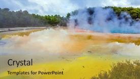  Presentation with evaporation - Slide deck consisting of magic country of hot waters background and a yellow colored foreground