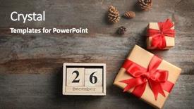  Presentation with an open gift box - Slides with magic cube - calendar with date and gift background and a dark gray colored foreground