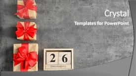  Presentation with boxes - PPT theme with magic cube - calendar with date and gift background and a gray colored foreground