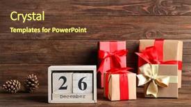  Presentation with christmas magic - Amazing PPT theme having magic cube - calendar with date and gift backdrop and a  colored foreground