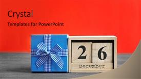  Presentation with an open gift box - Audience pleasing PPT theme consisting of magic cube - calendar with date and gift backdrop and a  colored foreground