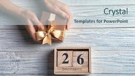  Presentation with hands holding a tree - Beautiful slide deck featuring magic cube - female hands holding gift box backdrop and a  colored foreground