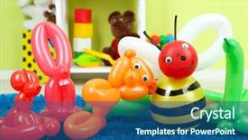  Presentation with animals - Beautiful PPT theme featuring magic cube - simple balloon animals and other backdrop and a ocean colored foreground