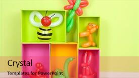  Presentation with simple and uniqin - Beautiful PPT theme featuring magic cube - simple balloon animals and other backdrop and a red colored foreground