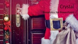  Presentation with santa - Colorful PPT theme enhanced with magic door - concept of santa claus entering backdrop and a crimson colored foreground
