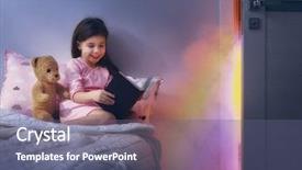  Presentation with magic book - Cool new presentation theme with magic door - cute little child reading backdrop and a gray colored foreground