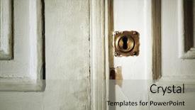  Presentation with hotel key kiosk - Slides having magic door - key hole background and a  colored foreground