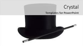  Presentation with magic - Audience pleasing slide set consisting of top hat - magic equipment isolated on white backdrop and a black colored foreground