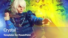  Presentation with elf - Slides featuring magic forest fantasy anime background and a ocean colored foreground