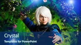  Presentation with elf - PPT theme with magic forest fantasy anime background and a ocean colored foreground