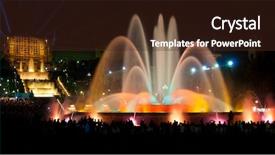  Presentation with magic show - Beautiful presentation theme featuring magic fountain of montjuic light show at plaza espanya in barcelona backdrop and a tawny brown colored foreground