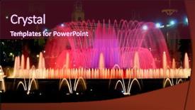  Presentation with magic show - Colorful slide deck enhanced with magic fountain of montjuic light show at plaza espanya in barcelona backdrop and a violet colored foreground