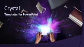  Presentation with media image - Colorful presentation enhanced with magic-gift-box-image-mixed backdrop and a wine colored foreground