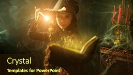  Presentation with black magic - Presentation theme consisting of magic-halloween-spells-beautiful-curly background and a tawny brown colored foreground