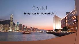  Presentation with magic - Amazing presentation theme having magic hour of victoria harbour hong kong backdrop and a light blue colored foreground