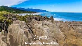  Presentation with rock stone - Amazing slide set having magic-islands-in-the-ocean backdrop and a coral colored foreground