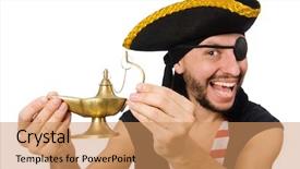  Presentation with pirate - Slide deck having magic lamp - man pirate isolated background and a coral colored foreground