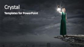  Presentation with lantern - Colorful presentation theme enhanced with magic lamp - young woman in green dress backdrop and a dark gray colored foreground