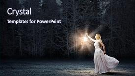  Presentation with dark forest - Presentation enhanced with magic lamp - young woman with lantern walking background and a wine colored foreground