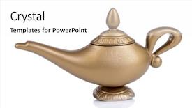 Presentation with magic - Beautiful presentation featuring est mago - magic lamp isolated on white backdrop and a white colored foreground