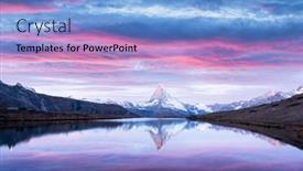  Presentation with clear water - Presentation design featuring magic-landscape-with-colorful-sunrise background and a teal colored foreground