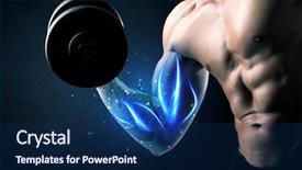  Presentation with weight lifting - Presentation having magic medice - fit athlete lifting weight background and a  colored foreground