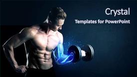 Presentation with weight lifting - Presentation theme with magic medice - fit athlete lifting weight background and a  colored foreground