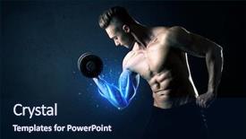  Presentation with weight lifting - Presentation theme having magic medice - fit athlete lifting weight background and a  colored foreground