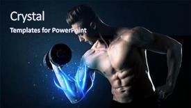  Presentation with weight lifting - Theme having magic medice - fit athlete lifting weight background and a  colored foreground