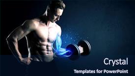 Presentation with weight lifting - Audience pleasing presentation design consisting of magic medice - fit athlete lifting weight backdrop and a  colored foreground