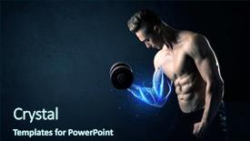  Presentation with weight lifting - Slides with magic medice - fit athlete lifting weight background and a  colored foreground