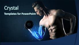  Presentation with weight lifting - Colorful PPT layouts enhanced with magic medice - fit athlete lifting weight backdrop and a  colored foreground