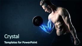  Presentation with weight lifting - Amazing slide set having magic medice - fit athlete lifting weight backdrop and a navy blue colored foreground