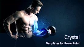  Presentation with weight lifting - Cool new PPT theme with magic medice - fit athlete lifting weight backdrop and a  colored foreground