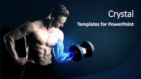  Presentation with weight lifting - Colorful slides enhanced with magic medice - fit athlete lifting weight backdrop and a  colored foreground