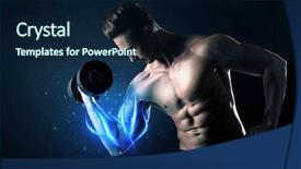  Presentation with weight lifting - Presentation theme featuring magic medice - fit athlete lifting weight background and a  colored foreground