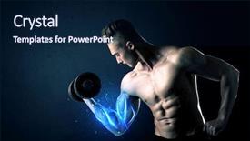  Presentation with weight lifting - Colorful slide deck enhanced with magic medice - fit athlete lifting weight backdrop and a  colored foreground