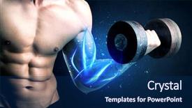  Presentation with weight lifting - Cool new theme with magic medice - fit athlete lifting weight backdrop and a navy blue colored foreground