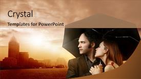  Presentation with magic - Slides featuring magic moment - couple and a sunset background and a  colored foreground