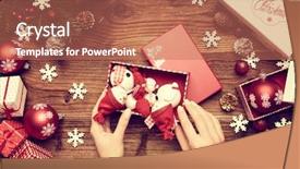  Presentation with black magic - Theme featuring magic moment - set of colorful christmas gifts background and a coral colored foreground