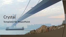  Presentation with hongkong - PPT theme consisting of magic moment - tsing ma bridge sunset hongkong background and a light blue colored foreground