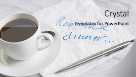  Presentation with confession - PPT theme with magic morning coffee - love confession on napkin background and a light gray colored foreground