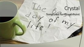  Presentation with napkin - Cool new presentation theme with magic morning coffee - message written on napkin mixed backdrop and a light gray colored foreground