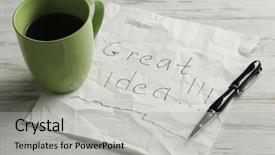  Presentation with napkin - Slides having magic morning coffee - message written on napkin mixed background and a  colored foreground