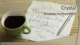  Presentation with napkin - PPT layouts consisting of magic morning coffee - message written on napkin mixed background and a mint green colored foreground