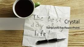  Presentation with napkin - Amazing slide deck having magic morning coffee - message written on napkin mixed backdrop and a light gray colored foreground
