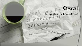  Presentation with napkin - Cool new slides with magic morning coffee - message written on napkin mixed backdrop and a  colored foreground