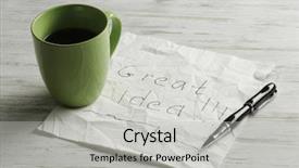  Presentation with napkin - Colorful PPT theme enhanced with magic morning coffee - message written on napkin mixed backdrop and a  colored foreground